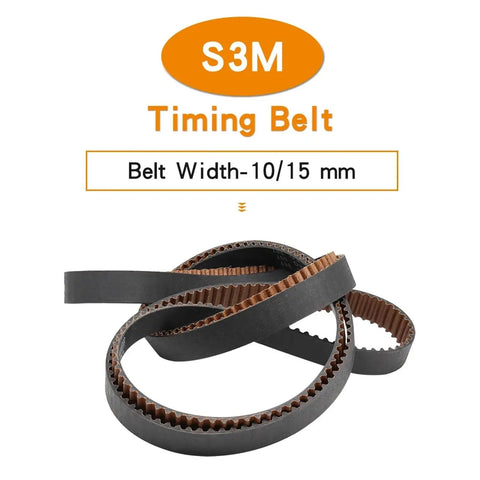 Arc-Tooth S3M Timing Belt For Small Power Transmission, 15mm Wide Rubber Drive Belt with 430T Pulley Fit