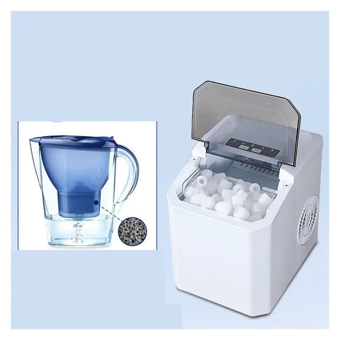 High Performance Countertop Ice Maker Portable With Built In Storage Bin For Rapid Ice Cubes Kitchen Home Bar Entertainment RV Camper Travel Compact Self Contained Unit Energy Efficient Smooth Chill Results with ice in bin