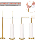 Freestanding Toilet Paper Holder Stand With Reserve For Four Spare Rolls, Sturdy Base, Stainless Steel Construction With Brushed Nickel Finish, No-Fuss Rustproof Bathroom Tissue Roll Storage Shelf showcasing foldable pole design.