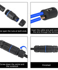 IP68 Waterproof 4 Pack Connectors For Outdoor Use 2 Way 2 Pin Junction Box Electrical Cable Connector assembly steps