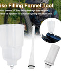 Bike Oil Funnel Tool Disc Brake Bleed Kit For Mountain Bikes Mineral Oil Ready, plastic funnel and nozzle in white.