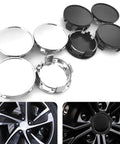 Fresh Ride Upgrade Snap In Wheel Center Caps 4 Piece Set Heavy Duty Abs Rim Hub Covers Universal Car Mod 2.36 Inch Silver shown in various angles.