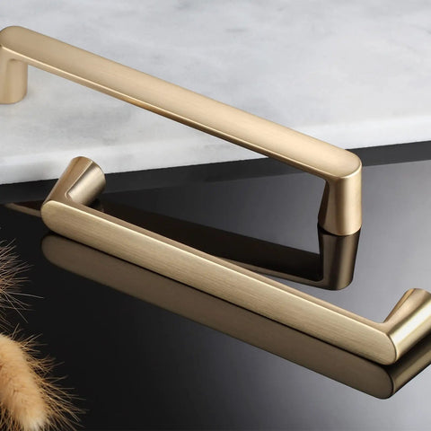 Brushed Brass Cabinet Pulls 7 Inch Length 6.3 Inch Center To Center Gold Handles For Cabinets And Dressers Ten Pack Easy One Screw Installation