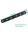 4 Pack Flat Mending Plate For Wood Ulifestar Black Iron Flat Straight Brace Brackets shown with dimensions and screw holes