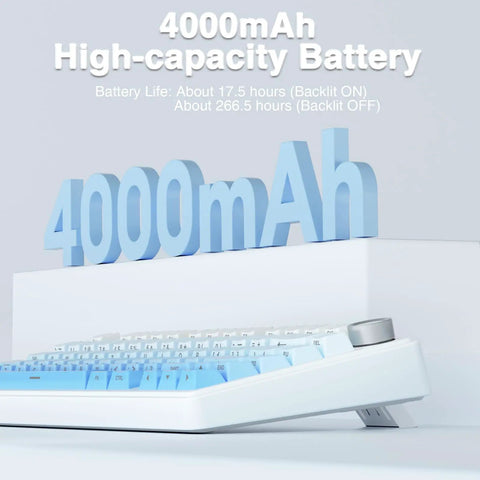 Rock Solid Gasket Mechanical Keyboard With Hot Swappable Switches And Wireless Bluetooth Dual Mode For A Tight Desk Setup featuring 4000mAh battery.
