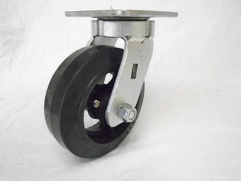 Heavy Duty 6X2 Inch Swivel Caster With Kingpinless Design And Rubber Wheel On Steel Hub for smooth rolling on tool carts.