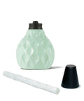 Seaside Escape 3 Pack Table Torches In Pastel Ivory Pink And Blue Glass, Coastal Outdoor Lighting shown with wick and snuffer