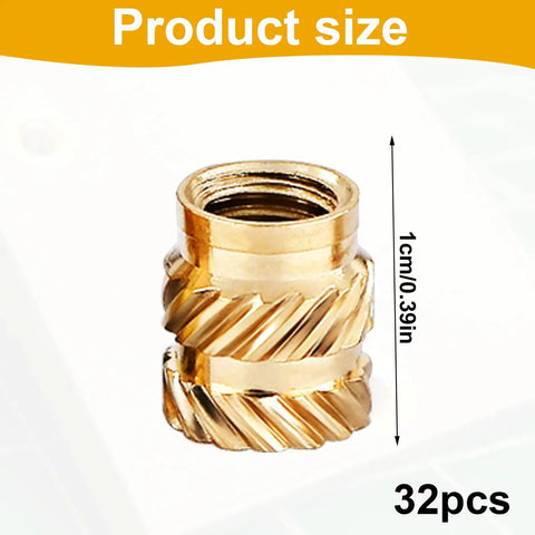 1/4-20 Brass Heat-Set Threaded Inserts For 3D Printing, 32 Pack, 1cm size, ideal for strengthening thermoplastic threads
