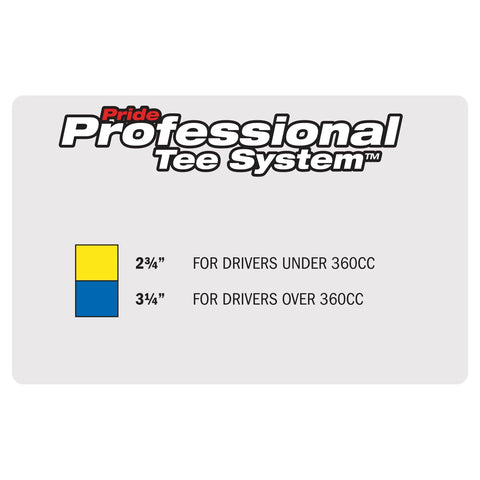 Color-coded chart for PTS Titanium Strength Wooden Golf Tees 65 Count Two And Three Quarter Inch Pro Grade Tee Set With 8 Percent Thicker Shaft