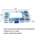 150 Piece M5 to M25 Internal and External Retaining Circlips C Clip Washers Retaining Ring Carbon Steel Assortment Kit in box.
