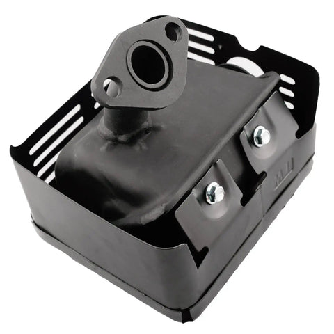 Muffler Kit For Honda GX160 GX200 GX120 GX140 Engines And Predator 212 173 Includes Mounting Studs Nuts And Gaskets For Muffler And Carburetor Replacement Exhaust For Harbor Freight WT20 Water Pumps showing black metal exhaust component with mounting holes.