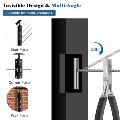 One Eighth Inch Invisible Cable Railing Kit Terminal Toggle Anchor Angle For Stainless Steel Cable Railing Systems T316