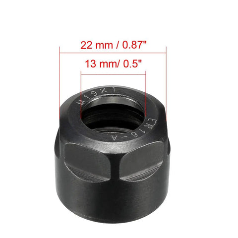 ER16 A M19 Collet Nut For CNC Milling Chuck Holder Lathe Replacement Hex Clamping Nut Cast Steel 13mm Hole dimensions visible