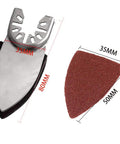 Finger Sanding Sheets Kit for Oscillating Multitools with Sand Disc Pads, shown with measurements 35x80mm and 35x50mm.