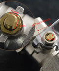 Close-up of Stainless Steel Ball Valve Handle DN20 Water Valve Lever with measurements for 6x10 mm hole, anti-slip ergonomic grip.