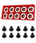 10 Pcs 16Mm Round Tungsten Carbide Indexable Lathe Tool Bits 30 Degree Rake Angle 5/8 Inch Diameter Workshop Beast For No Sweat Cutting And Dead Serious Metal Fabrication with black screws in red holder.