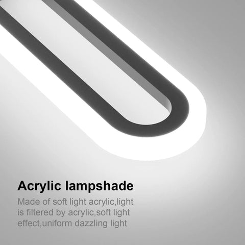 Close-up of 31.49 Inch LED Bathroom Vanity Light Matte Black With Acrylic Lens Modern Wall Mount Bath Fixture 6000K Cool White Anti Rust Finish