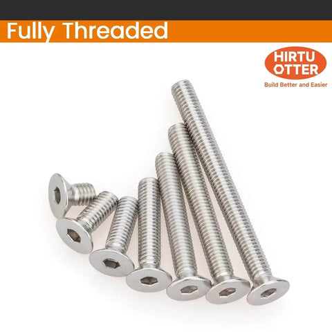 Flat Head Socket Cap Screws Set M3 x 8mm 80 Pcs, DIN 7991, 304 Stainless Steel, Fully Threaded Countersunk Bolts With Bright Finish