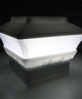 18 Pack White Solar LED Post Cap Lights For Outdoor Posts And Decks, 4x4 Square Fence Lamps glowing at night