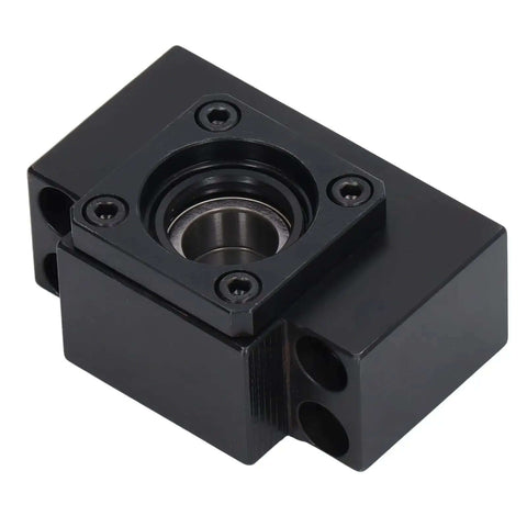 Top Tier Ball Screw End Support Kit Made From Heavy Duty Carbon Steel Bearing Block For SFU1605 And SFU1204 Models Featuring Super Easy Install High Accuracy Reliable Sealing Washer Perfect Upgrade To Your Rig With No Hassle Quick Assembly Required. black CNC ball screw end support block with sealed bearing