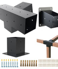 Beefed Up Heavy Duty 4 Way Slanted Roof Pergola Bracket Set 15 Degree Wall Mount Kit Powder Coated 4x4 Inch Brackets Black