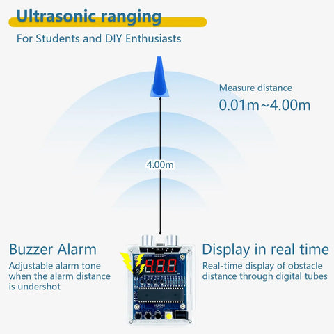 Ultrasonic Distance Measuring Soldering Practice Kit With Adjustable Alarm, Beginner Friendly DIY Soldering Project Set