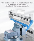 Heavy Duty 12.6 Inch Slip Roll Bending Machine with removable rollers in a metal vise for metal plates work with stainless steel and aluminum.