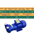Straight Up Solid Adjustable Small Submersible Pump For Heavy Industry Water Circulation with blue housing and specifications chart.