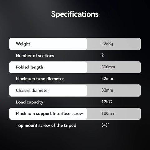 Specifications of Extendable Aluminum Telescope Tripod For SV225T Alt Azimuth Mounts, detailing weight, dimensions, and features