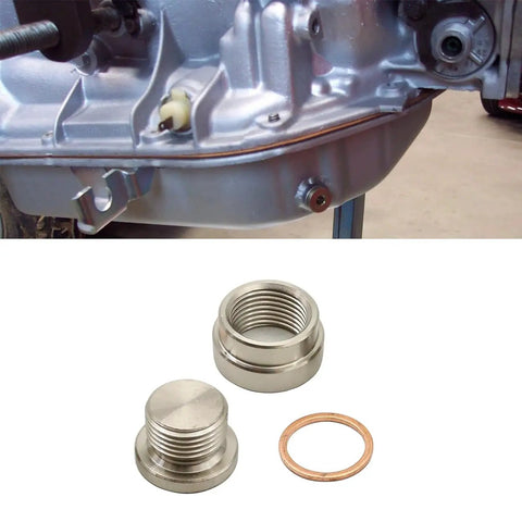 12mm Transmission Drain Plug Kit Weld-In Bung And Stainless Steel Plug With Washer For Oil Pan Sump Drain