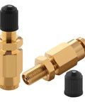 Cheemuii 1/4-inch inflation Schrader valve, brass, push-to-connect for 1/4-inch OD air tubing, Amazon brand, dual fittings