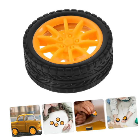 10 Pcs DIY Car Wheels For Kids Toy Replacement Small Rubber Tires With 0.08 In Axle Hole For Model Cars And Science Projects