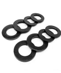 Black Plated 304 A2 Stainless Steel GB97 Flat Washer Plain Gasket Pad M1.6 To M12, 100 Pieces, varying sizes and thicknesses
