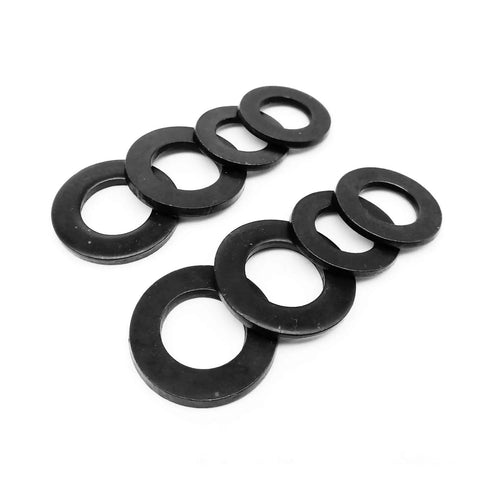 Black Plated 304 A2 Stainless Steel GB97 Flat Washer Plain Gasket Pad M1.6 To M12, 100 Pieces, varying sizes and thicknesses