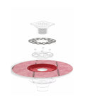 Heavy Duty Water Stop Drain Flashing Set With Adjustable Height Connector For A No Sweat Leak Free Shower Pan Build And Tight Waterproofing Seal Results, showing layered components including a red polypropylene drain.