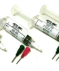 Four syringes of Silver Solder Paste For Jewelry Making And Fixes, E Soft To Hard, 56-75% silver content, with applicator tips.