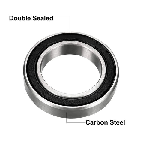 Deep groove ball bearing, double sealed, carbon steel, 15x24x5 mm, close-up view