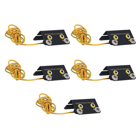 5PCS ESD Wrist Strap Ground Socket Kit With L Shaped Ring Connector And 1.75m Cable, Anti Static Wrist Band for Electronics
