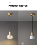 HLRCB Indoor Pendant Light, Marble Adjustable Drop, Modern Suspended Mount on-off switch with natural marble design.
