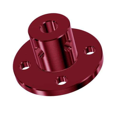Pro Grade 5mm Flange Shaft Coupling With Chrome Plated C45 Carbon Steel Body, 5mm ID, 15mm OD, red color for machinery.