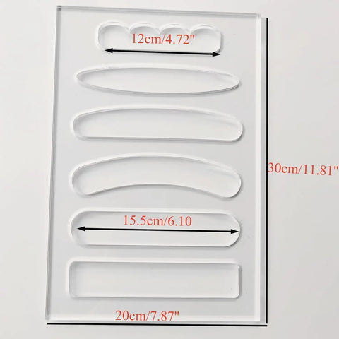 Six In One Charcuterie Board Handle Template Acrylic Router Guide, 30cm x 20cm, features six grip profiles for carving handles.