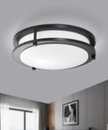 12 Inch LED Ceiling Light Fixture Dimmable 20W Flush Mount With Three Color Temperatures 3000K 4000K 5000K Black ETL Listed