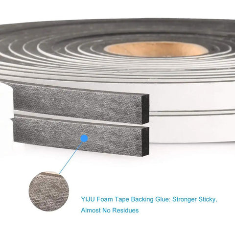 Kick Those Stubborn Drafts With Heavy Duty Foam Seal Tape For Doors And Windows Soundproof Weather Stripping 3 8 By 3 16 rolls showing adhesive backing.