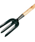 Olive Green Wooden Handle Garden Plant Fork Metal Tine Tool For Digging And Transplanting Lightweight 82 Grams 28 Cm Length