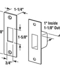 Badass Box Armored Security Strike Plate dimensions diagram with measurements for projecting deadbolts installation.