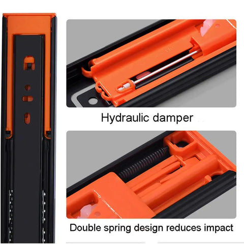 Heavy Duty Ball Bearing Drawer Slides With Soft Close Telescoping Drawer Runners Full Extension 3 Section Side Mount Rails