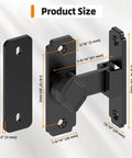 Sturdy 90 Degree Barn Door Lock Aluminum Alloy Security Flip Lock For Barn, Bedroom, Fence And Shed, Black, size labeled