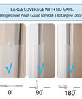 Door Pinch Guard For Babies And Kids Heavy Duty Door Hinge Cover And Finger Safety Protector installation at 0, 90, 180 degrees