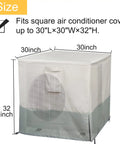 Heavy Duty Outdoor AC Cover for Central Unit 30x30x32 Inches in place over outdoor condenser, showing waterproof design