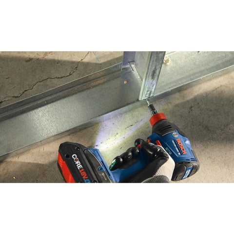 18V Connected Ready Two In One Impact Driver And Socket Wrench Kit with Core18V 4Ah Battery used on metal frame